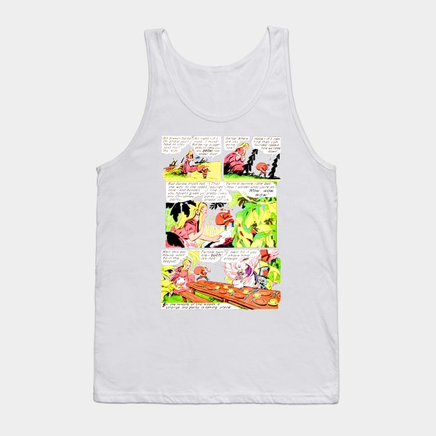 Alice and Santa Claus in Wonderland Merry Christmas Having Tea Retro Vintage Comic Tank Top by REVISTANGO